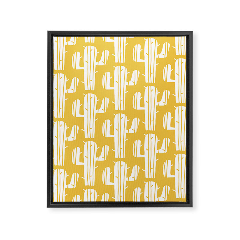 Mid Century Modern Desert Cactus Pattern 835 Yellow Framed Canvas Print Gallery Image 8