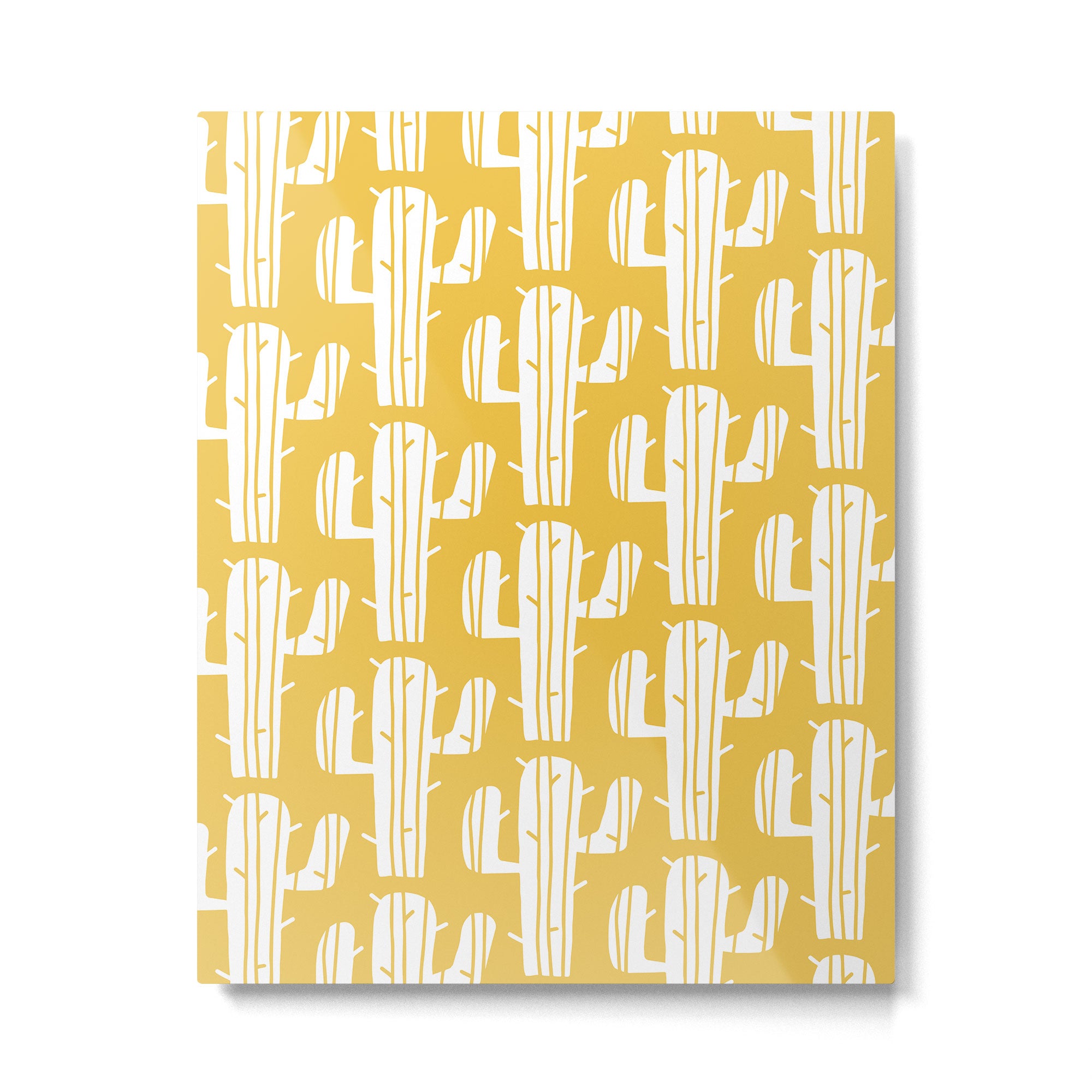 Mid Century Modern Desert Cactus Pattern 835 Yellow Metal Print Gallery Image 6