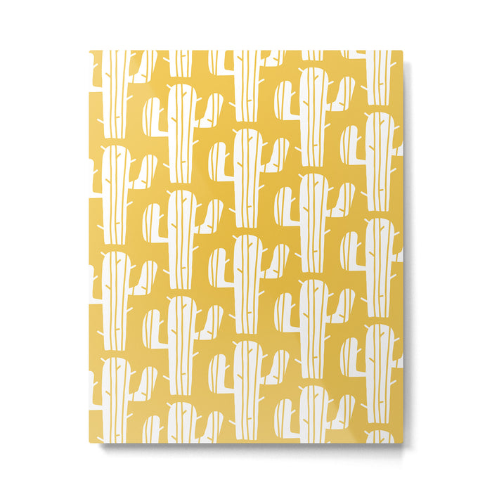 Mid Century Modern Desert Cactus Pattern 835 Yellow Metal Print Gallery Image 1