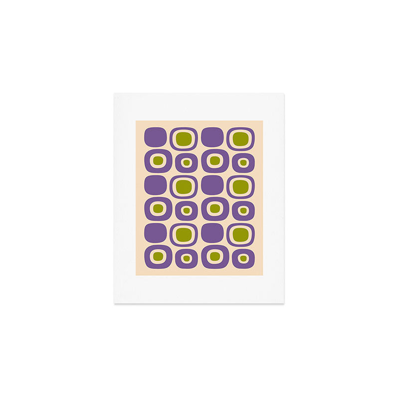 Mid Century Modern Garden Path Pattern 339 Purple and Olive Green Art Print Gallery Image 1