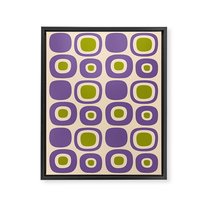 Mid Century Modern Garden Path Pattern 339 Purple and Olive Green Framed Canvas Print Gallery Image 8