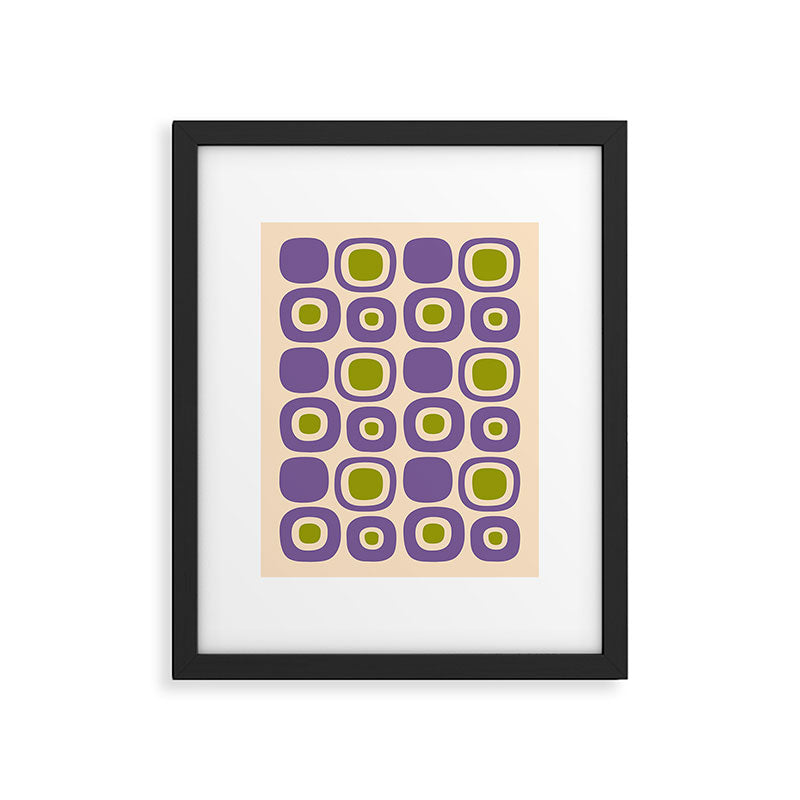Mid Century Modern Garden Path Pattern 339 Purple and Olive Green Framed Art Print Gallery Image 6