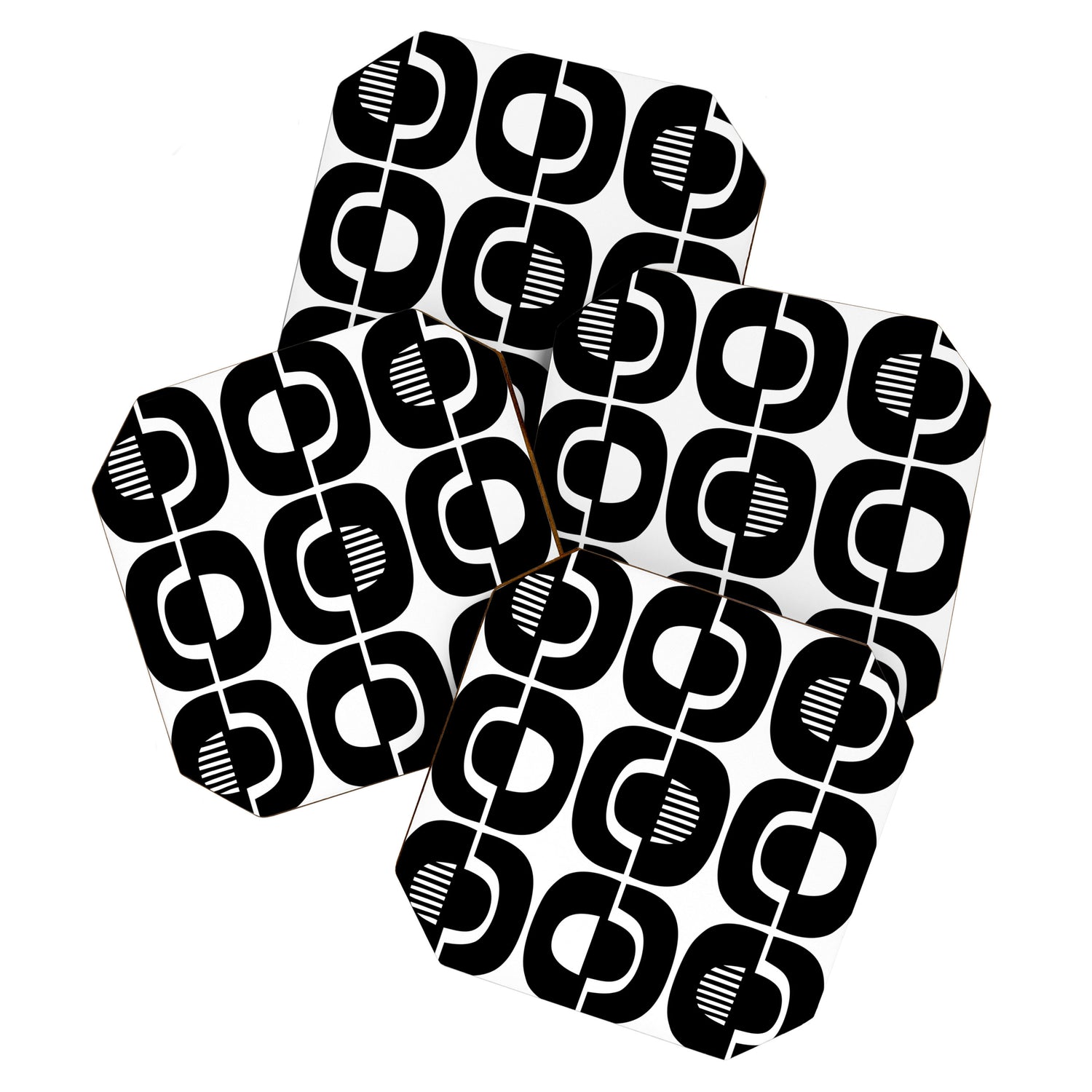 Mid Century Modern Geometric 921 Black and White Coaster Gallery Image 1