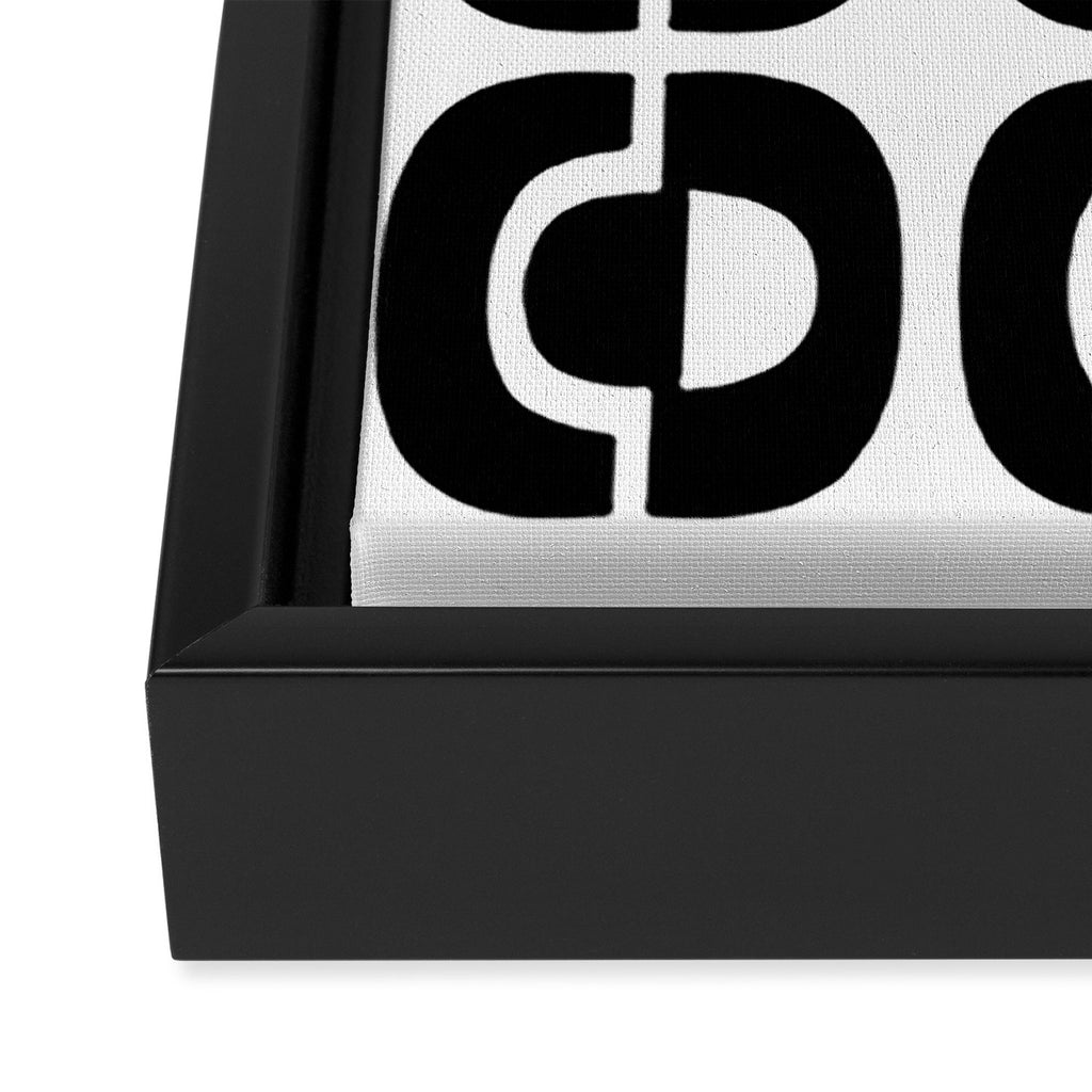 Mid Century Modern Geometric 921 Black and White Framed Canvas Print Gallery Image 3