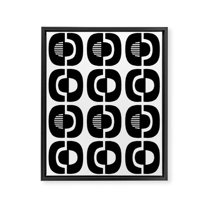 Mid Century Modern Geometric 921 Black and White Framed Canvas Print Gallery Image 1