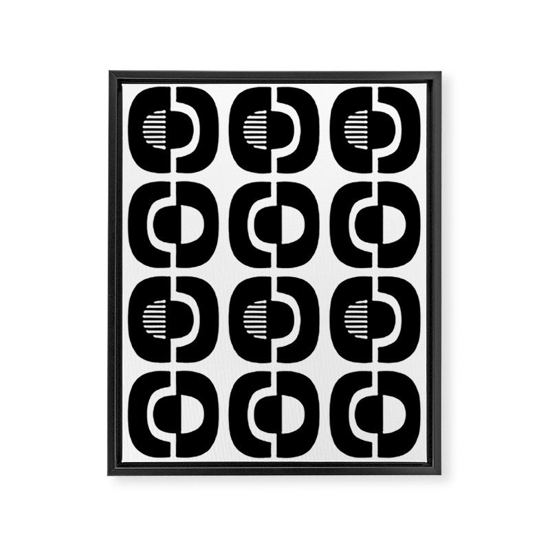 Mid Century Modern Geometric 921 Black and White Framed Canvas Print Gallery Image 8