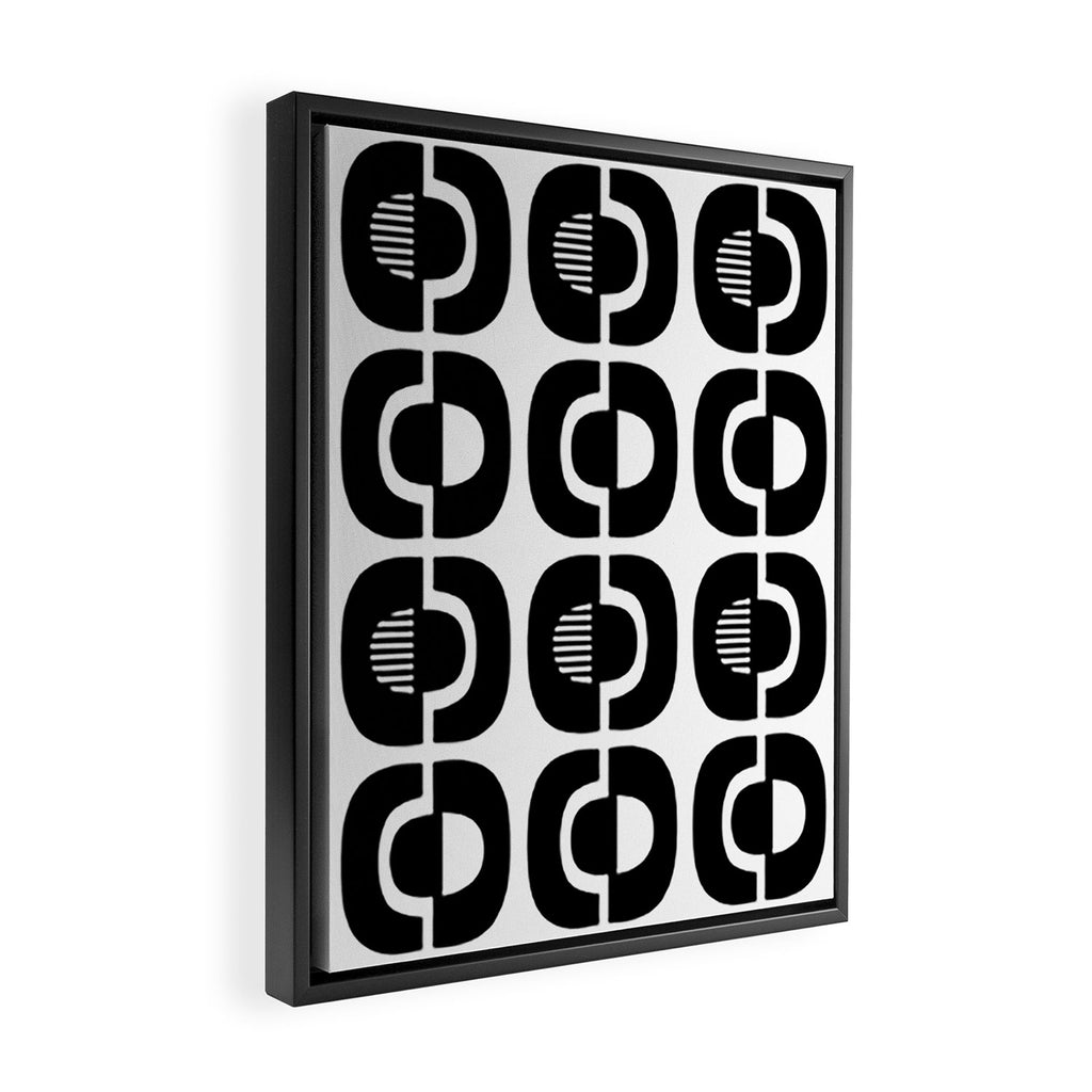 Mid Century Modern Geometric 921 Black and White Framed Canvas Print Gallery Image 2