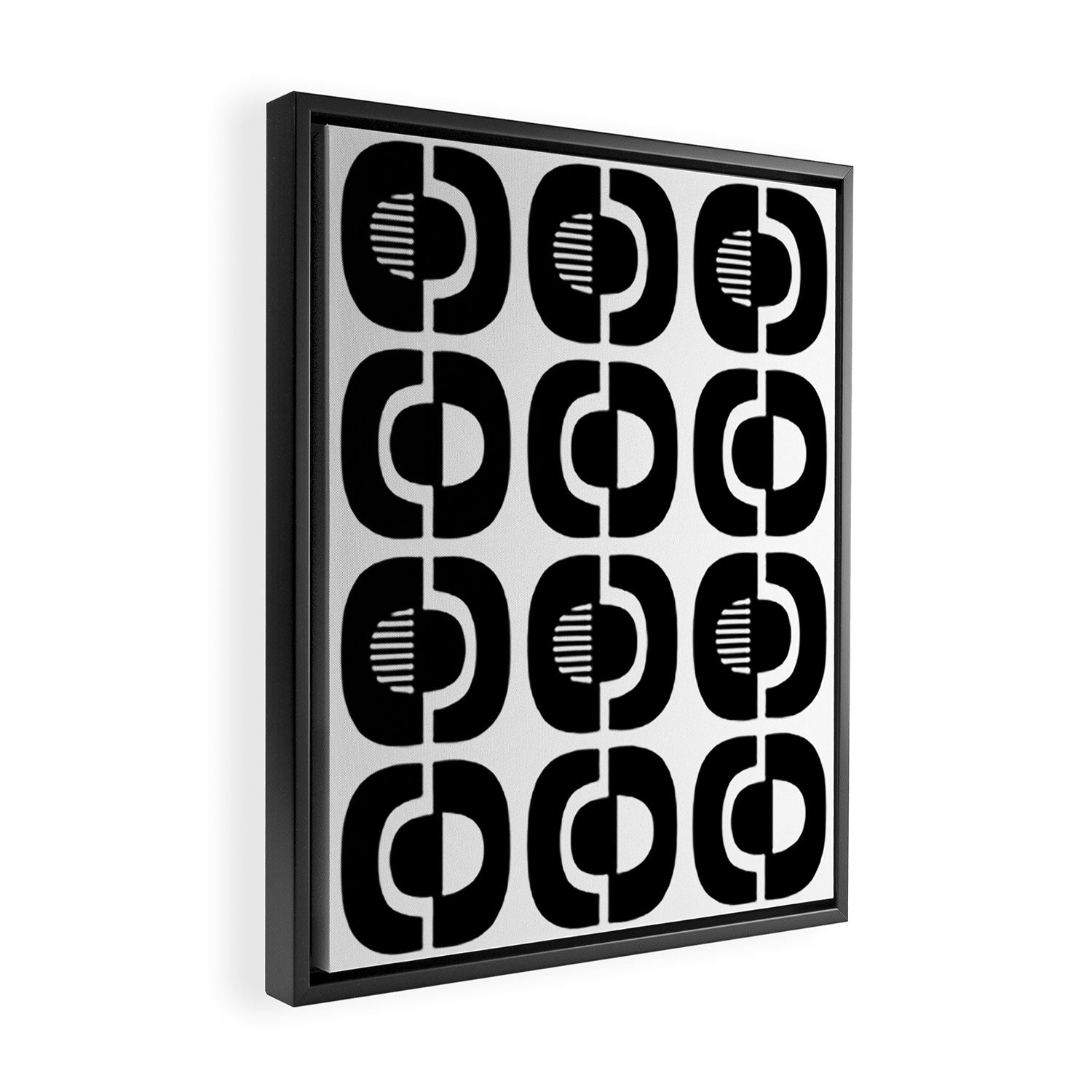 Mid Century Modern Geometric 921 Black and White Framed Canvas Print Gallery Image 2