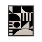 Mid Century Modern Geometric 936 Black and Linen White Framed Canvas Print Gallery Image 8