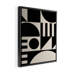 Mid Century Modern Geometric 936 Black and Linen White Framed Canvas Print Gallery Image 2