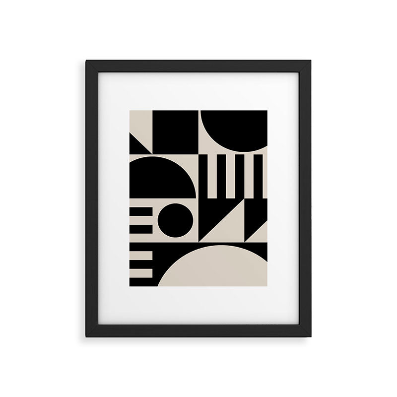 Mid Century Modern Geometric 936 Black and Linen White Framed Art Print Gallery Image 6