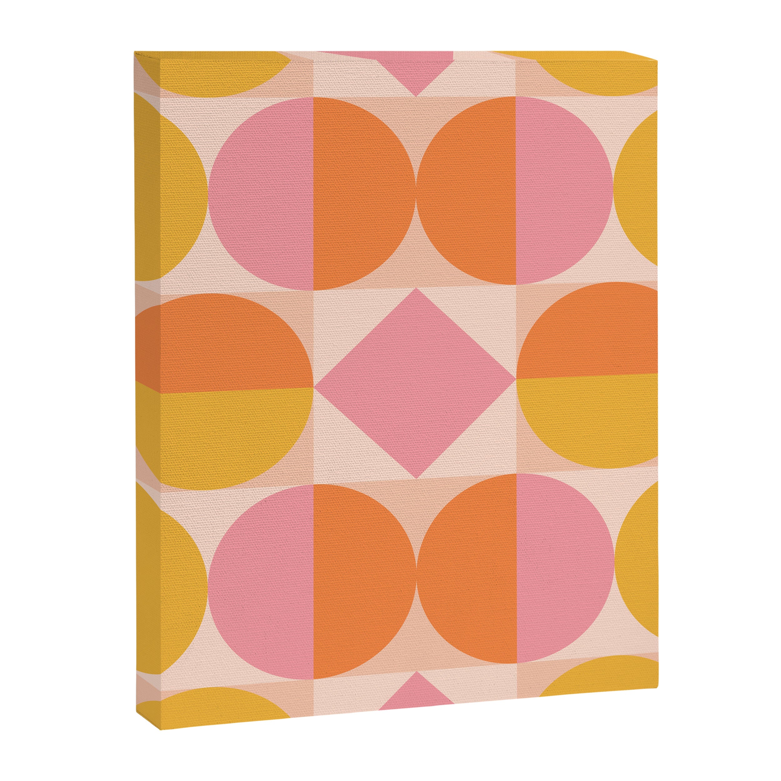 Mid Century Modern Geometric Abstract 833 Orange Pink and Yellow Canvas Print Gallery Image 8