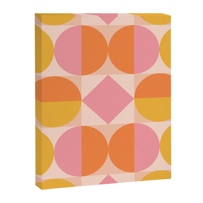 Mid Century Modern Geometric Abstract 833 Orange Pink and Yellow Canvas Print Gallery Image 1