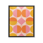 Mid Century Modern Geometric Abstract 833 Orange Pink and Yellow Framed Canvas Print Gallery Image 8