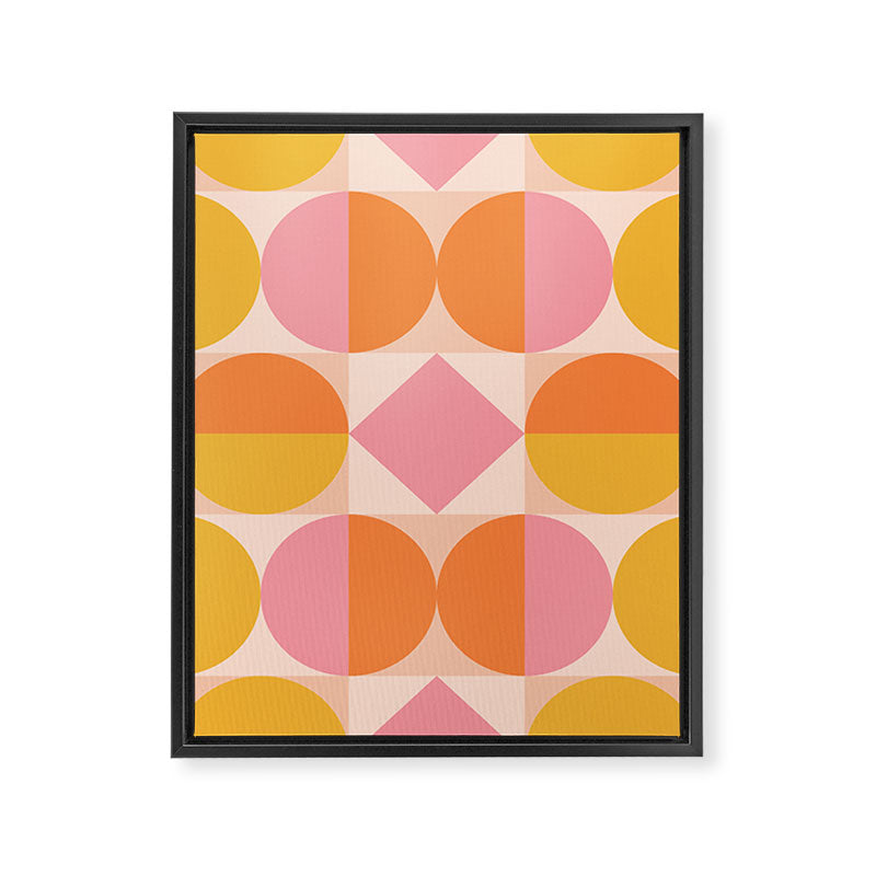 Mid Century Modern Geometric Abstract 833 Orange Pink and Yellow Framed Canvas Print Gallery Image 8