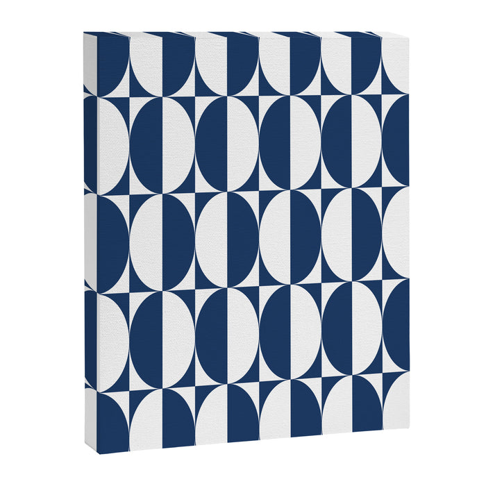 Mid Century Modern Geometric Half Oval Pattern 248 Navy Blue Canvas Print Gallery Image 1