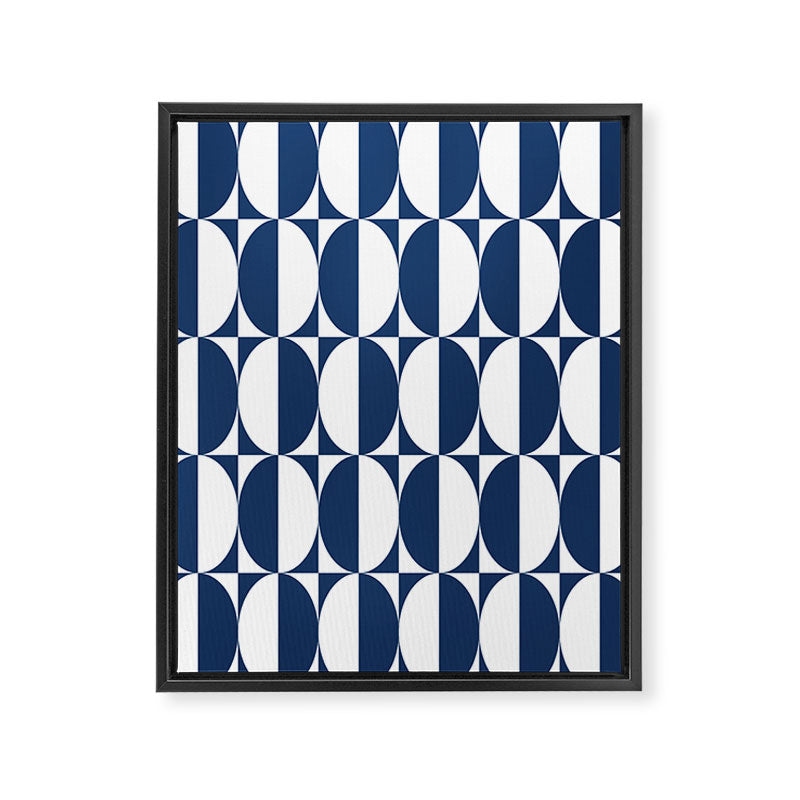 Mid Century Modern Geometric Half Oval Pattern 248 Navy Blue Framed Canvas Print Gallery Image 8