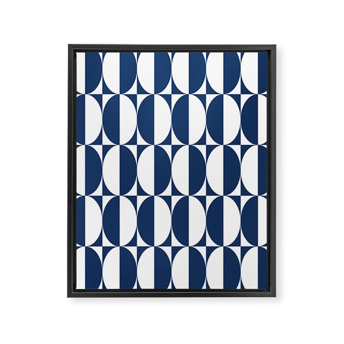 Mid Century Modern Geometric Half Oval Pattern 248 Navy Blue Framed Canvas Print Gallery Image 1