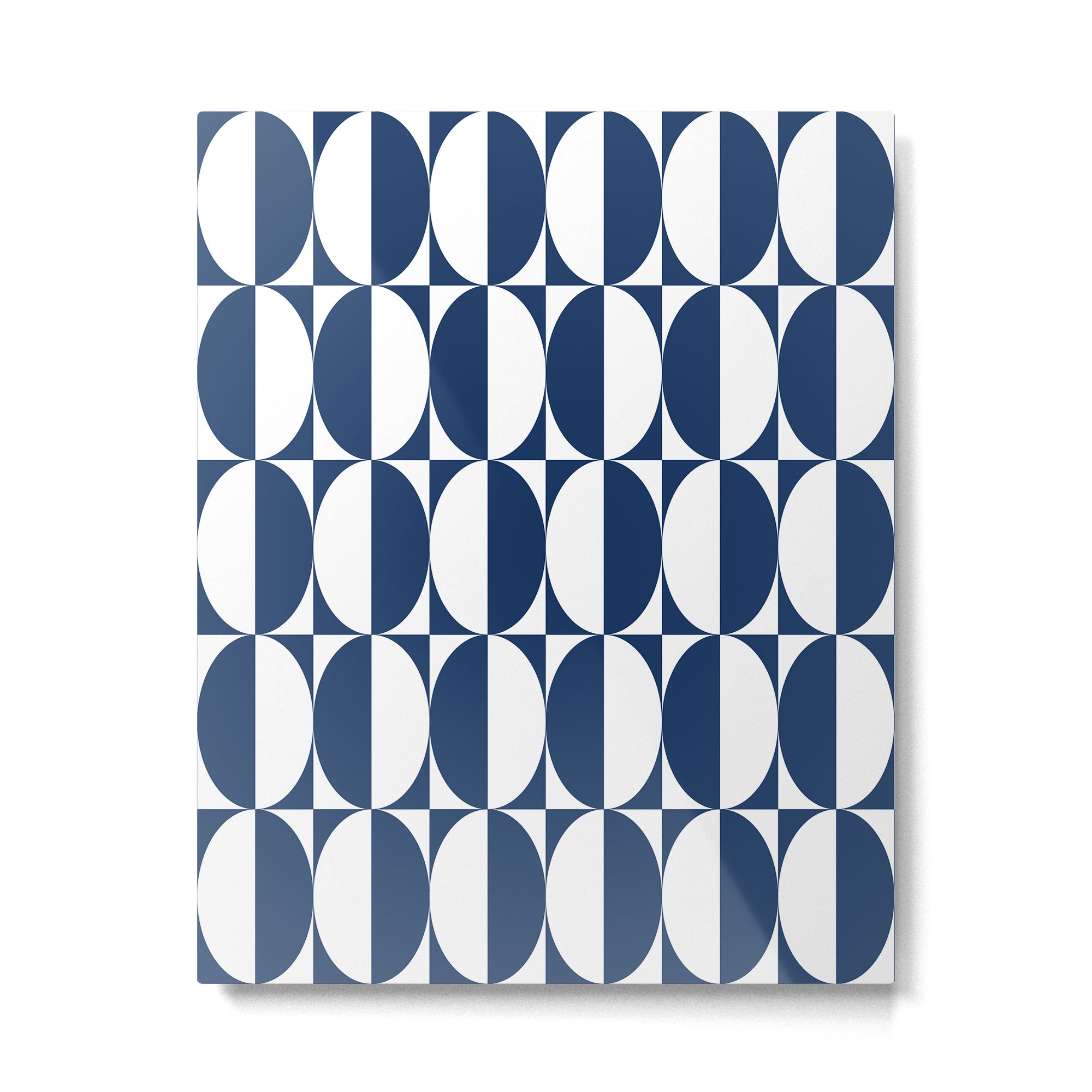 Mid Century Modern Geometric Half Oval Pattern 248 Navy Blue Metal Print Gallery Image 6