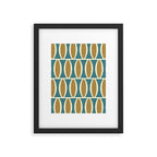 Mid Century Modern Geometric Oval Pattern 227 Blue Gold and Beige Framed Art Print Gallery Image 6