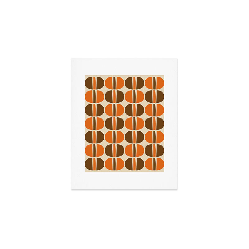 Mid Century Modern Geometric Pattern 127 Autumn Brown and Orange Art Print Gallery Image 1