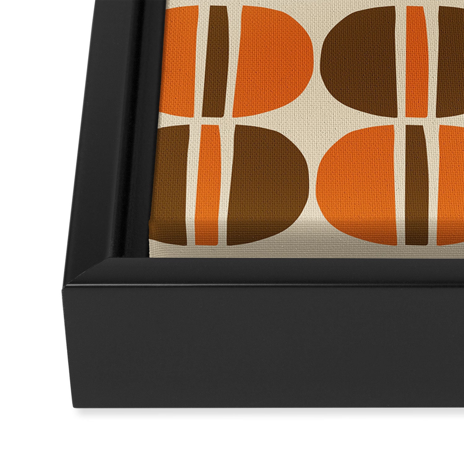 Mid Century Modern Geometric Pattern 127 Autumn Brown and Orange Framed Canvas Print Gallery Image 3
