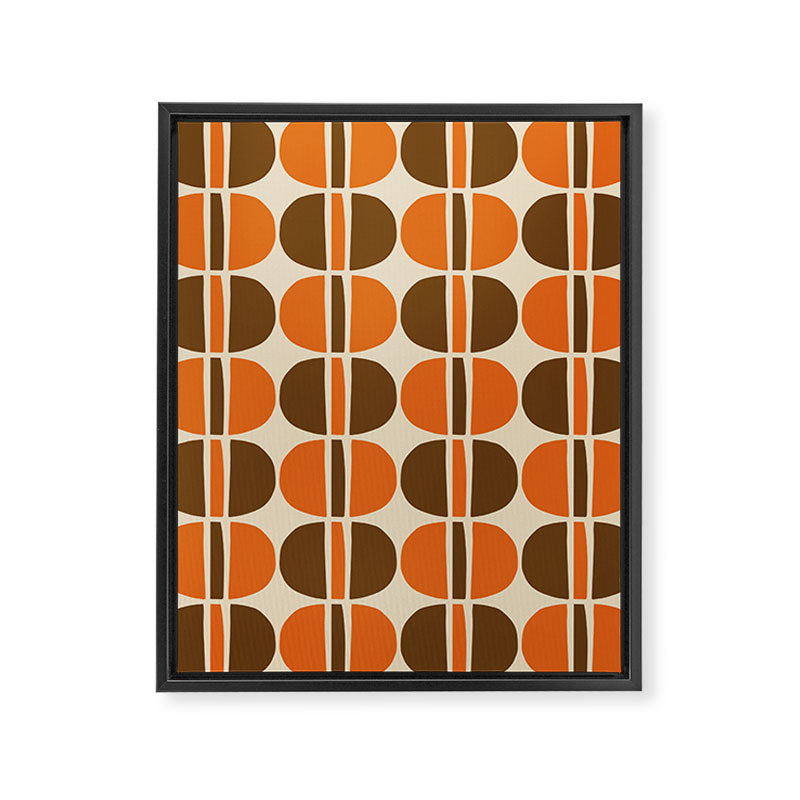 Mid Century Modern Geometric Pattern 127 Autumn Brown and Orange Framed Canvas Print Gallery Image 8