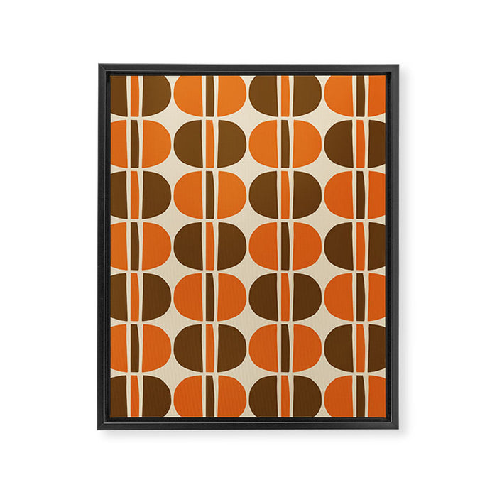 Mid Century Modern Geometric Pattern 127 Autumn Brown and Orange Framed Canvas Print Gallery Image 1
