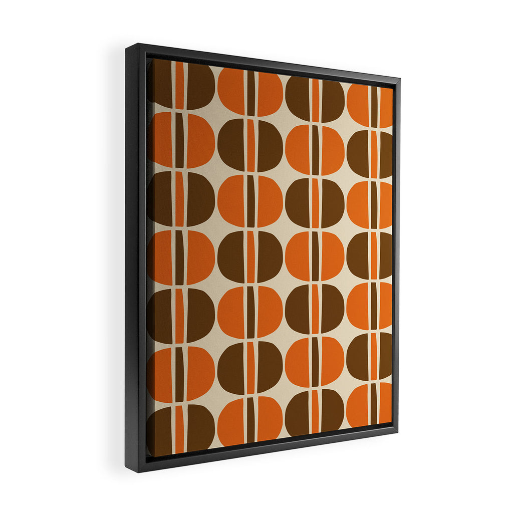 Mid Century Modern Geometric Pattern 127 Autumn Brown and Orange Framed Canvas Print Gallery Image 2