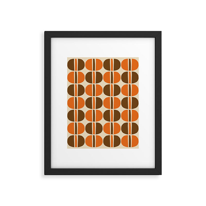 Mid Century Modern Geometric Pattern 127 Autumn Brown and Orange Framed Art Print Gallery Image 6