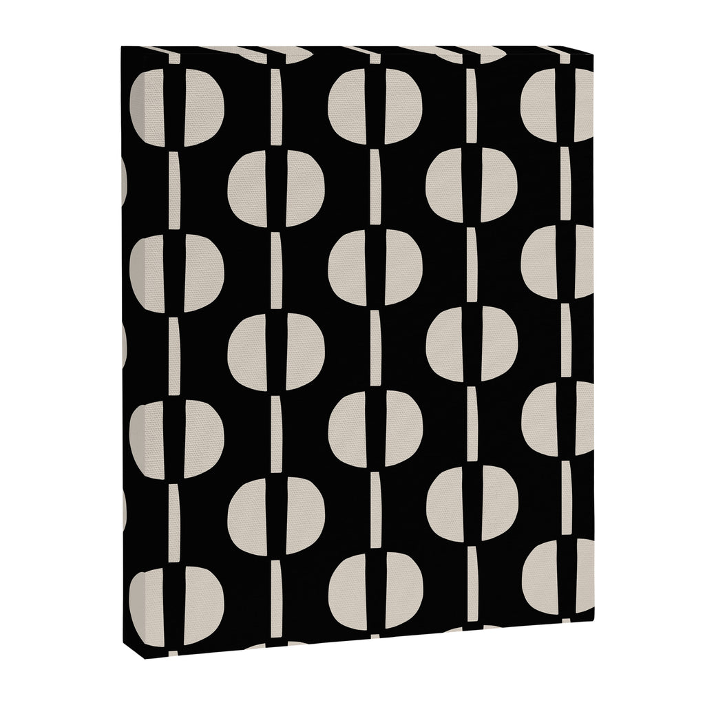 Mid Century Modern Geometric Pattern 157 Black and Linen White Canvas Print Gallery Image 8
