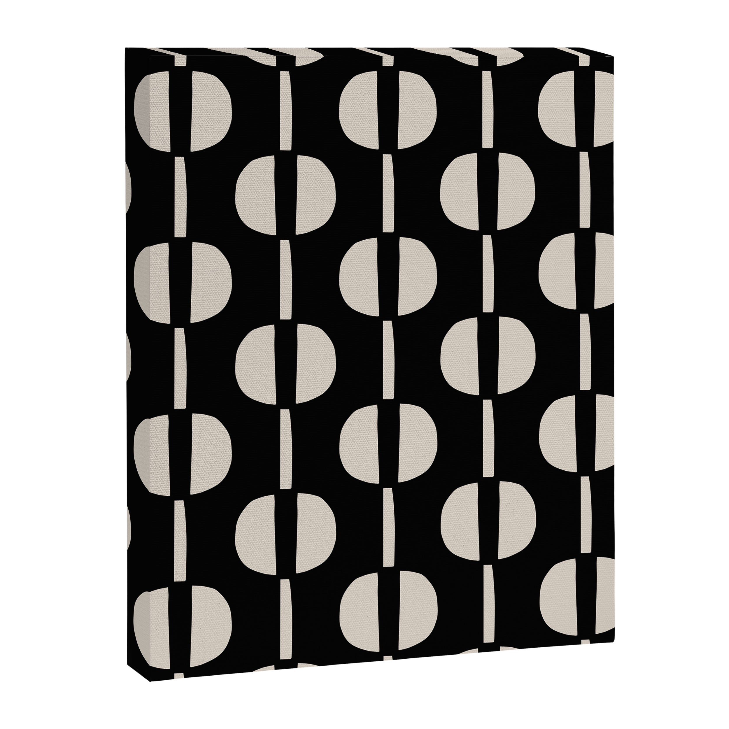 Mid Century Modern Geometric Pattern 157 Black and Linen White Canvas Print Gallery Image 8