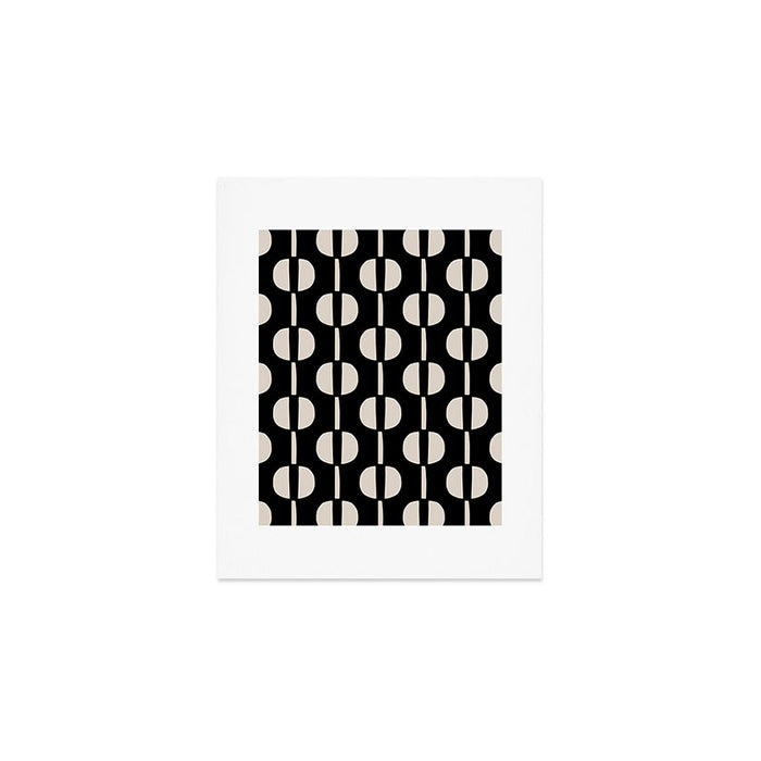 Mid Century Modern Geometric Pattern 157 Black and Linen White Art Print Gallery Image 1