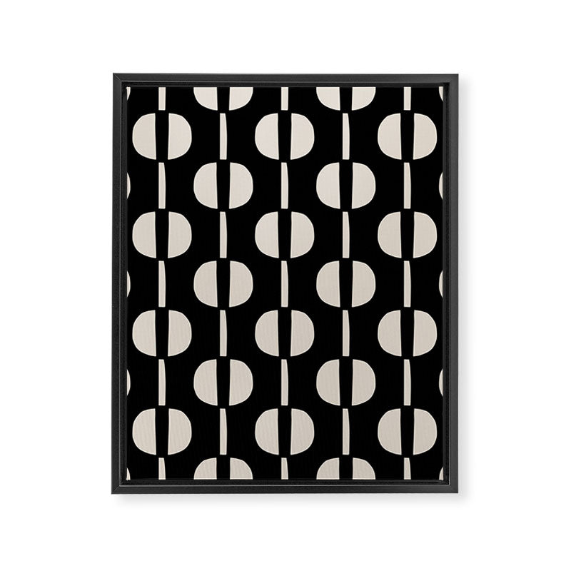 Mid Century Modern Geometric Pattern 157 Black and Linen White Framed Canvas Print Gallery Image 8