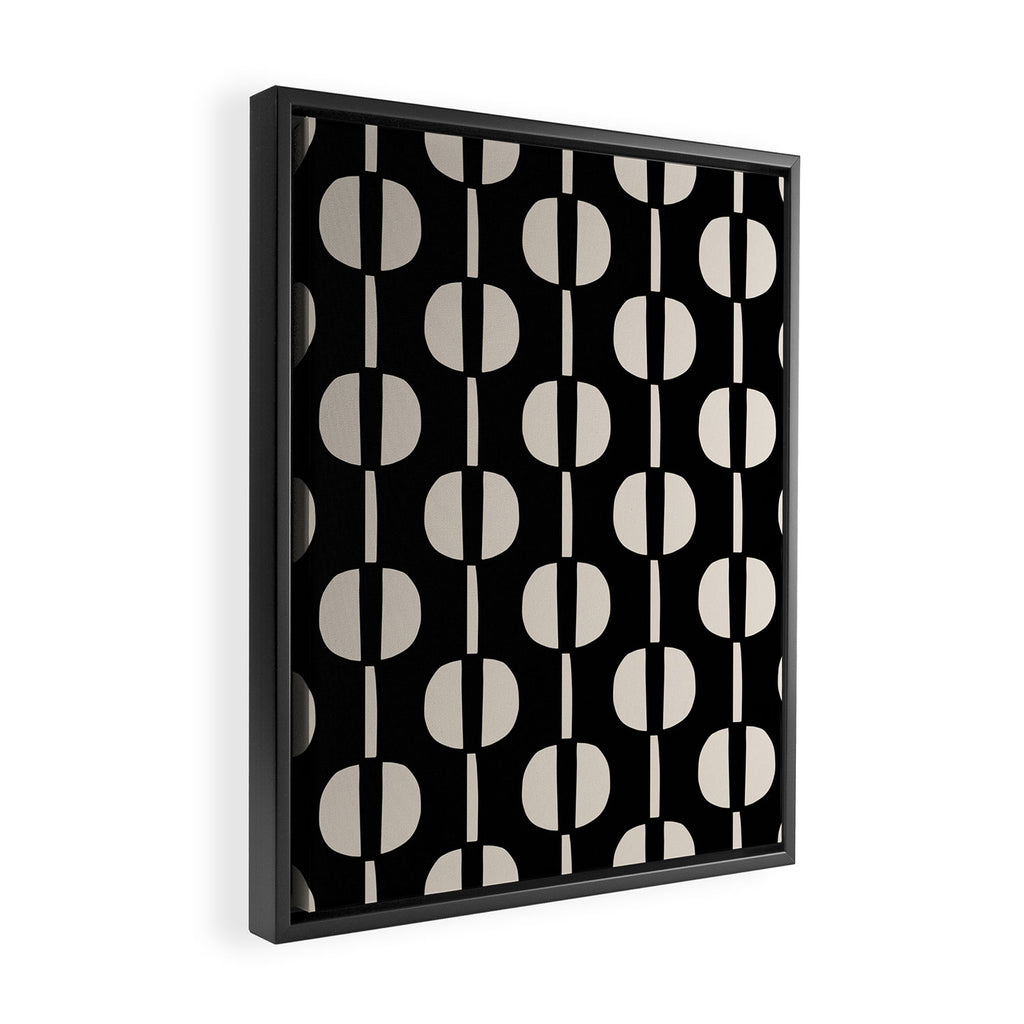 Mid Century Modern Geometric Pattern 157 Black and Linen White Framed Canvas Print Gallery Image 2