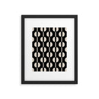 Mid Century Modern Geometric Pattern 157 Black and Linen White Framed Art Print Gallery Image 6