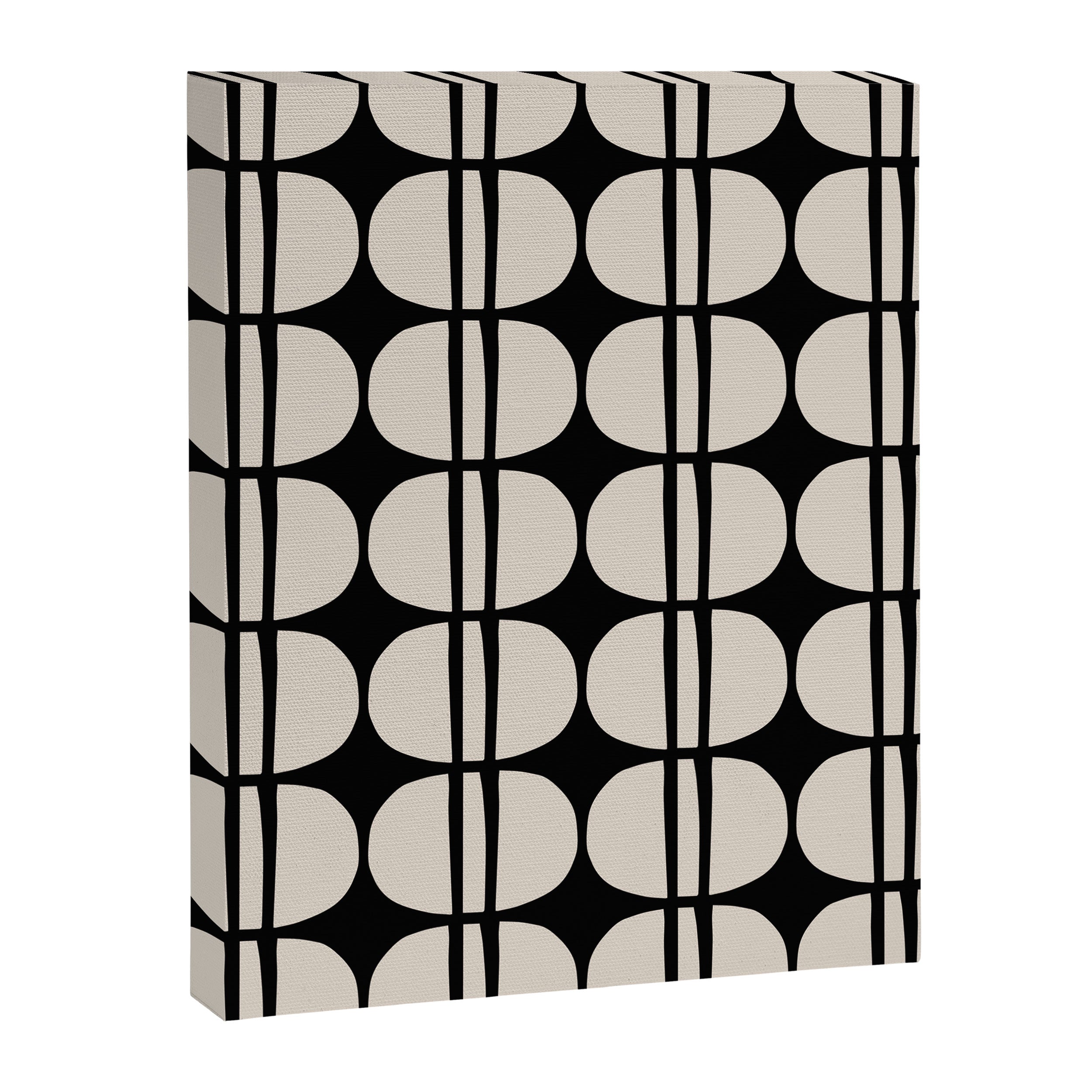 Mid Century Modern Geometric Pattern 157 Mid Mod Black and Linen White Canvas Print Gallery Image 8