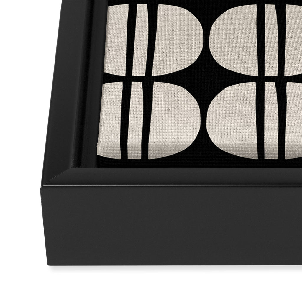 Mid Century Modern Geometric Pattern 157 Mid Mod Black and Linen White Framed Canvas Print Gallery Image 3