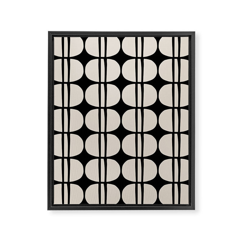 Mid Century Modern Geometric Pattern 157 Mid Mod Black and Linen White Framed Canvas Print Gallery Image 8