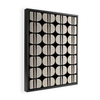 Mid Century Modern Geometric Pattern 157 Mid Mod Black and Linen White Framed Canvas Print Gallery Image 2