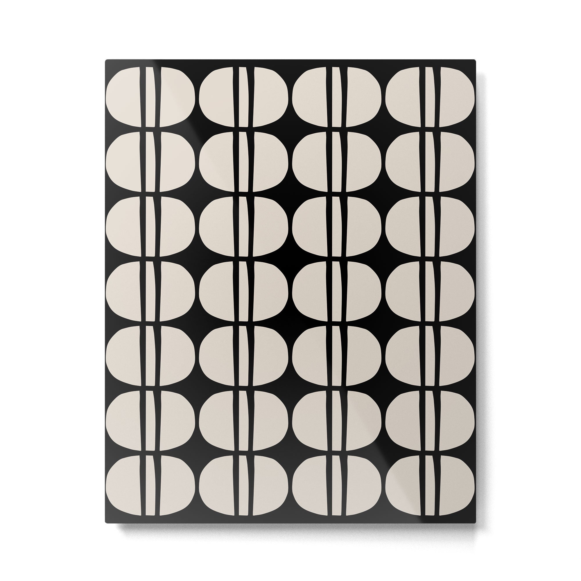 Mid Century Modern Geometric Pattern 157 Mid Mod Black and Linen White Metal Print Gallery Image 6