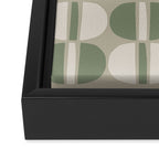 Mid Century Modern Geometric Pattern 176 Sage Green and Beige Framed Canvas Print Gallery Image 3