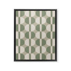 Mid Century Modern Geometric Pattern 176 Sage Green and Beige Framed Canvas Print Gallery Image 8
