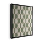 Mid Century Modern Geometric Pattern 176 Sage Green and Beige Framed Canvas Print Gallery Image 2