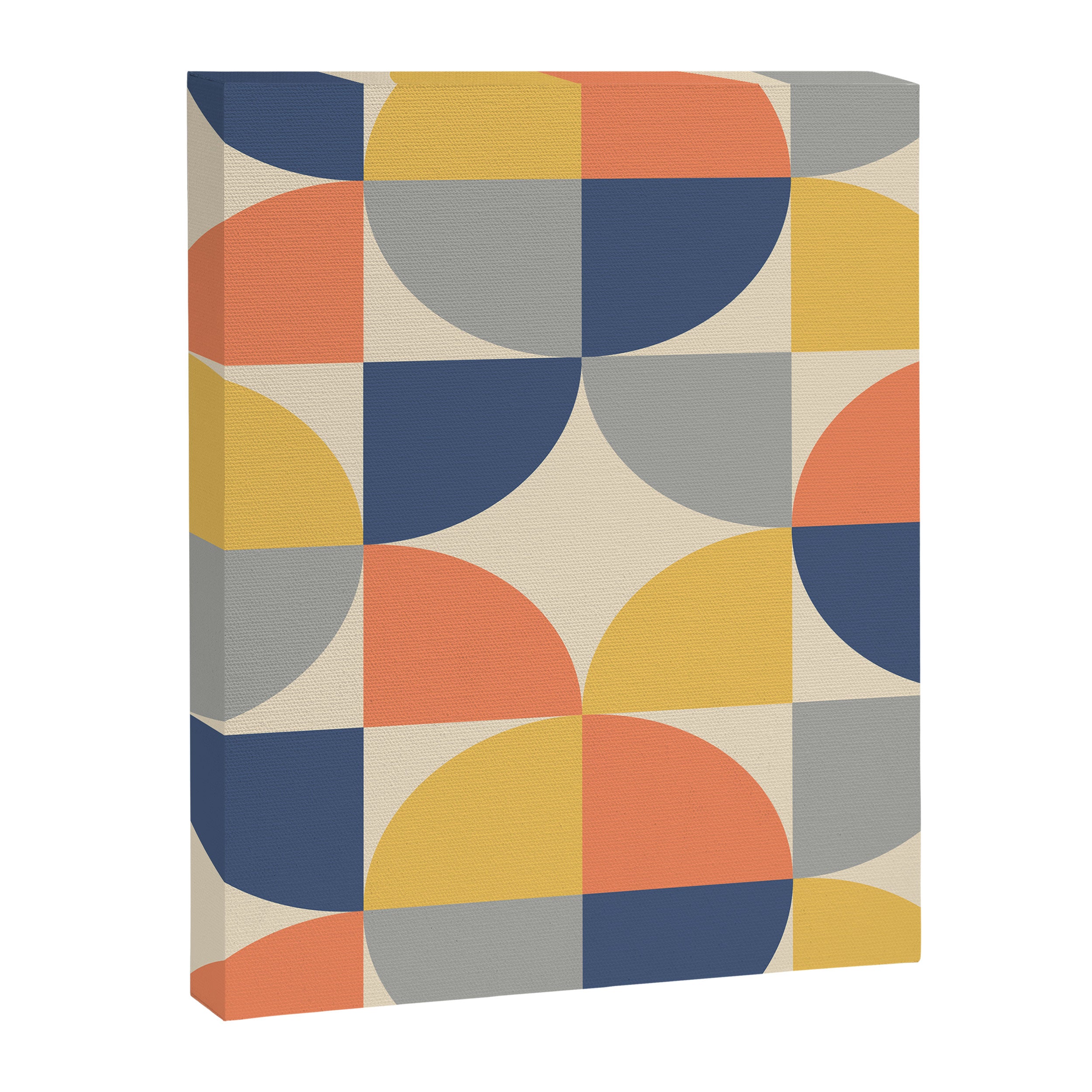 Mid Century Modern Geometric Pattern 445 Blue Yellow Orange Gray and Beige Canvas Print Gallery Image 8
