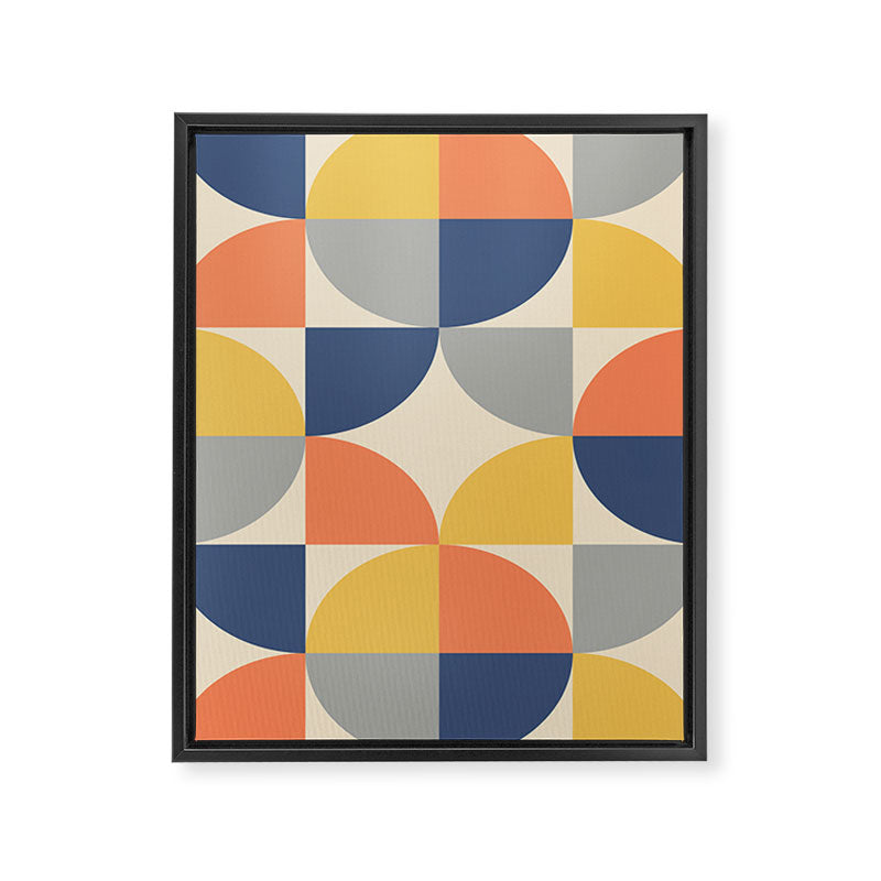 Mid Century Modern Geometric Pattern 445 Blue Yellow Orange Gray and Beige Framed Canvas Print Gallery Image 8
