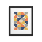 Mid Century Modern Geometric Pattern 445 Blue Yellow Orange Gray and Beige Framed Art Print Gallery Image 6