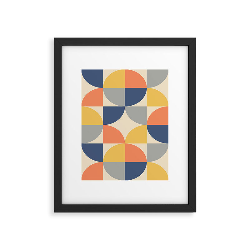 Mid Century Modern Geometric Pattern 445 Blue Yellow Orange Gray and Beige Framed Art Print Gallery Image 6