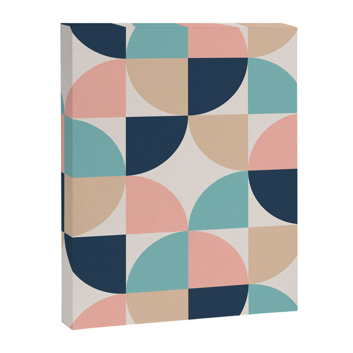 Mid Century Modern Geometric Pattern 455 Peach Blue and Beige Canvas Print Gallery Image 1
