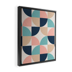 Mid Century Modern Geometric Pattern 455 Peach Blue and Beige Framed Canvas Print Gallery Image 2